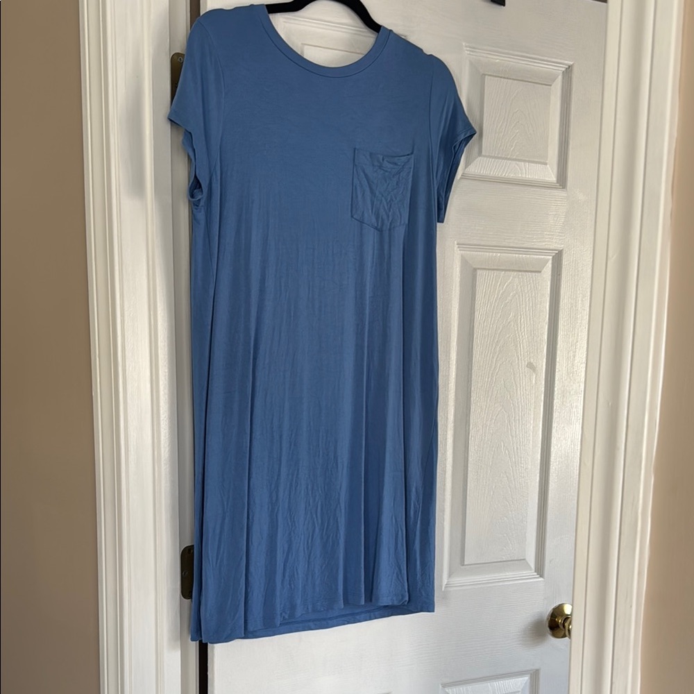 St. John's Bay Blue Crew Neck Cuffed Sleeve Midi Dress